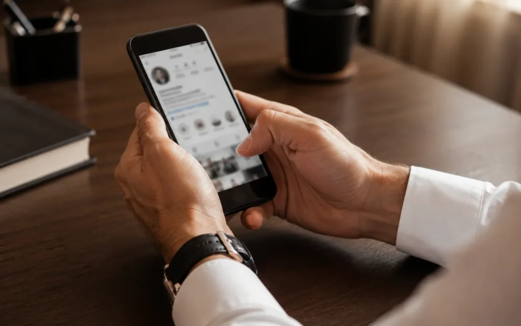 perfil do Instagram no celular, presença digital profissional